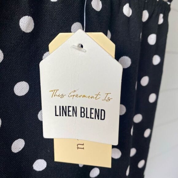 Monteau Linen Blend Black & White Polka Dot Dress Size XSmall - Picture 8 of 9